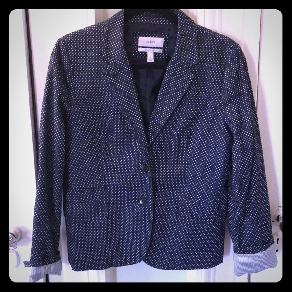 JCrew navy polka dot schoolboy blazer Size 12
